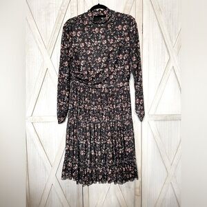 Paper Parachute Floral Dress Black Midi Size M